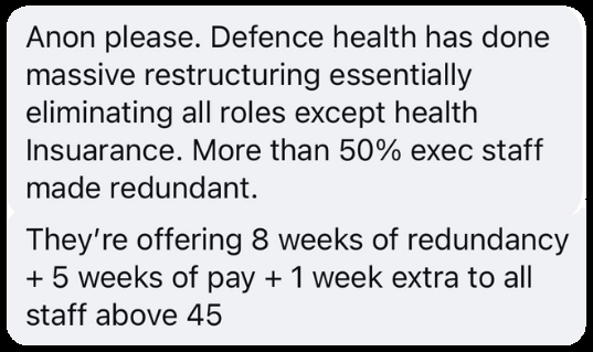 Tip sent to The Aussie Corporate about Defence Health, as it ran in Flat White on 27 October 2026