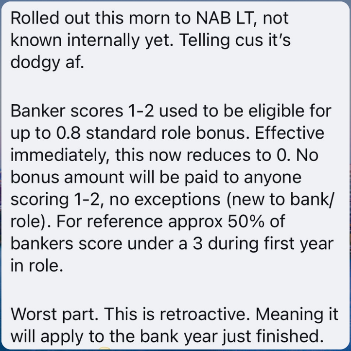 Tip sent to The Aussie Corporate about NAB, as posted on Instagram in October 2026