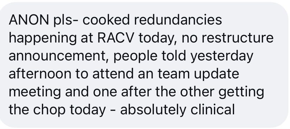 Tip sent to The Aussie Corporate about RACV, as it ran in Flat White on 29 September 2026
