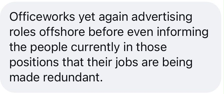 Tip sent to The Aussie Corporate about Officeworks, as it ran in Flat White on 22 September 2026