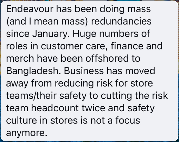 Tip sent to The Aussie Corporate about Endeavour Group, as posted on Instagram in October 2026