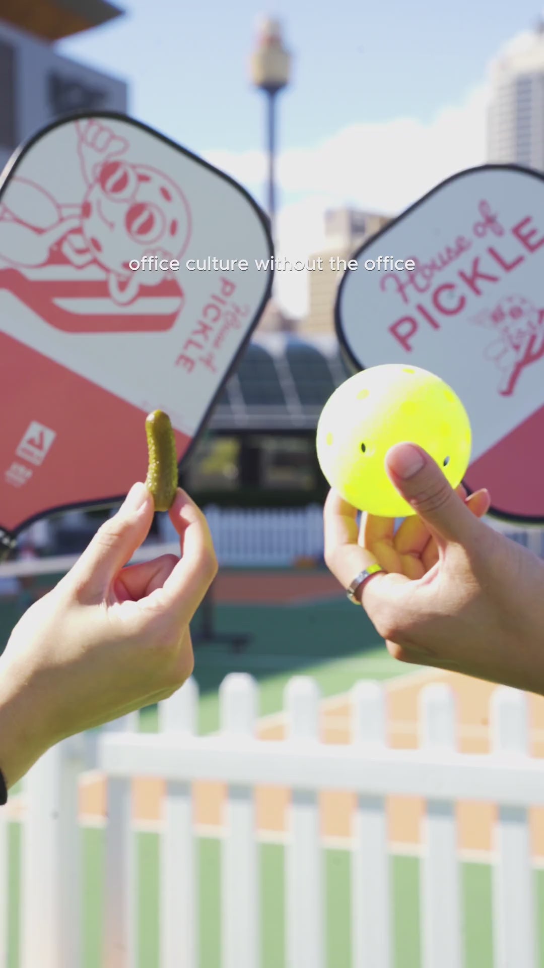AusCorp Pickleball After Hours highlight at House of Pickle: the group on court, lunch, games and a team photo