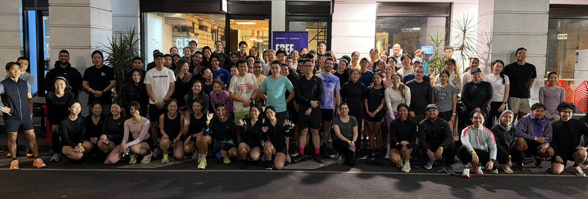 AusCorp runners in a group photo outside Sneaker Laundry LAB, Melbourne